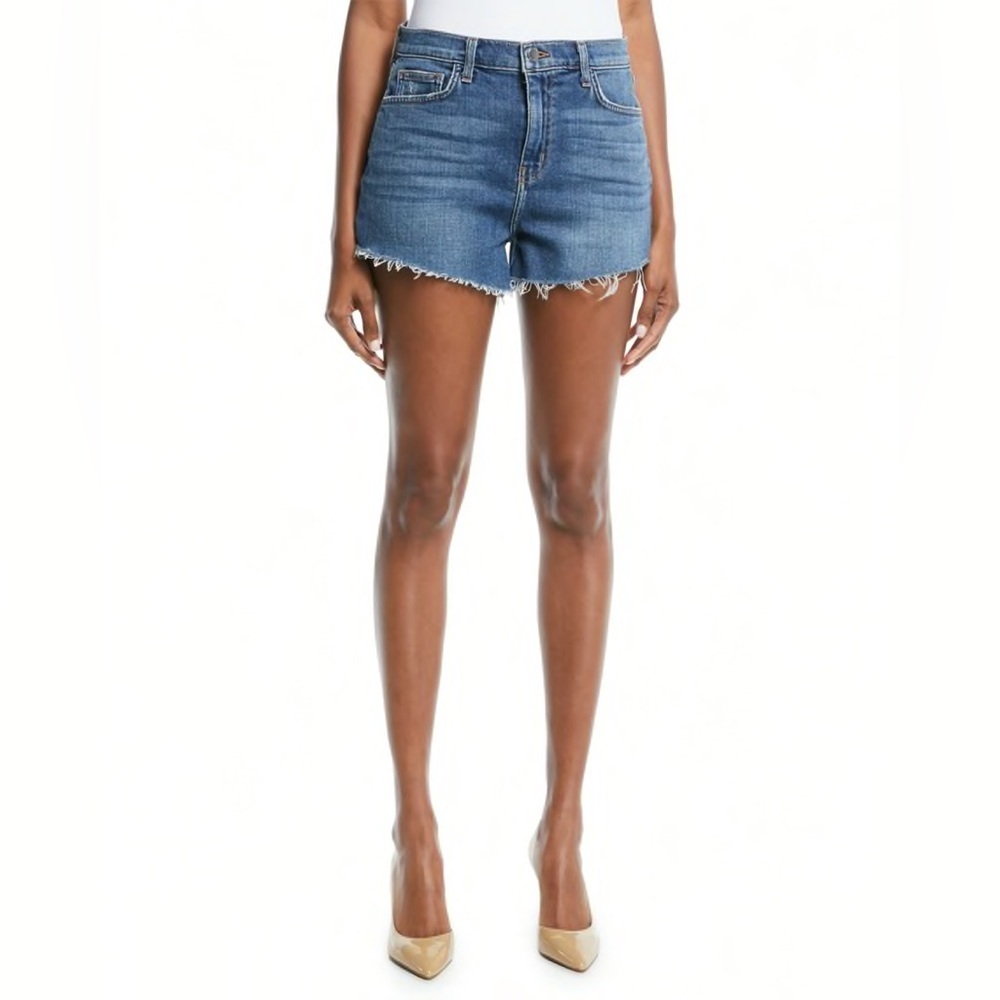 L’AGENCE High Rise Ryland Cutoff Denim Shorts Frayed Hem 26